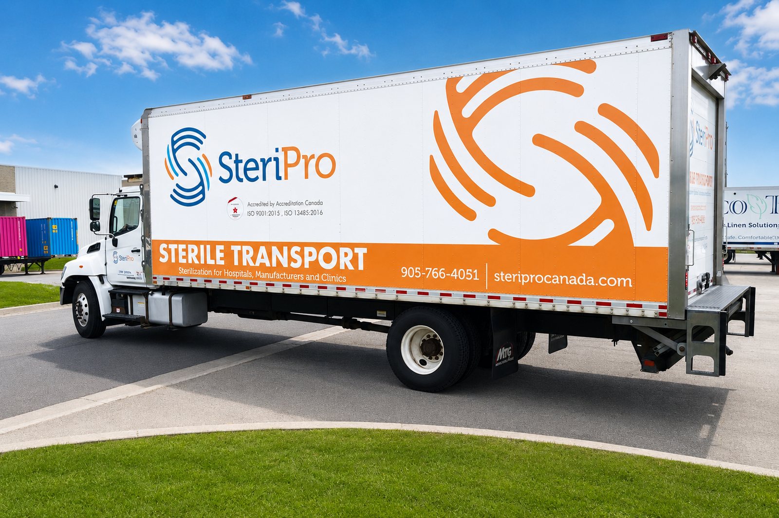 SteriPro SteriChain sterile transport truck with branded trailer